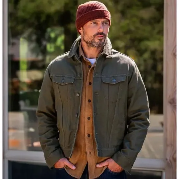 Line of Trade The Montana Canvas Trucker Jacket Ranger Green - Picture 1 of 15
